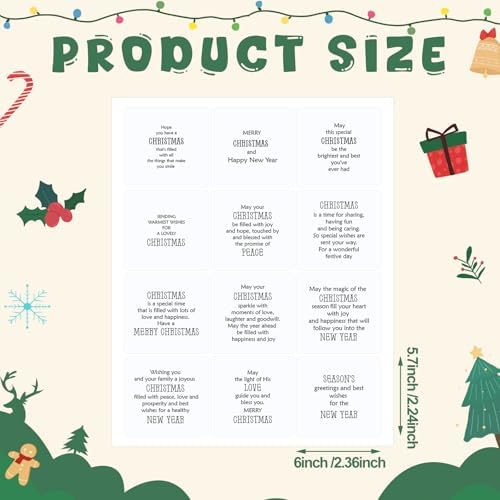 Watersay 240 Pcs Christmas Verses Peelable Stickers, 2.36 x 2.36 Inches - Image 2