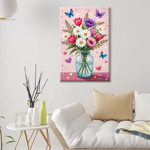 ATDMS Paint by Numbers Kit for Adults with Easel Flowers Paint by Number with Frame Floral Paint by Number with Easel DIY Acrylic Oil Painting Kits for Gift Home Wall Decor 8x12 Inch - Image 2