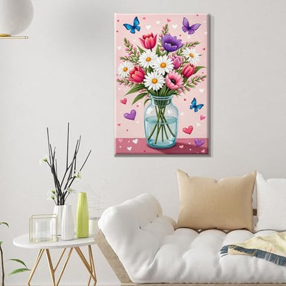 ATDMS Paint by Numbers Kit for Adults with Easel Flowers Paint by Number with Frame Floral Paint by Number with Easel DIY Acrylic Oil Painting Kits for Gift Home Wall Decor 8x12 Inch - Image 2
