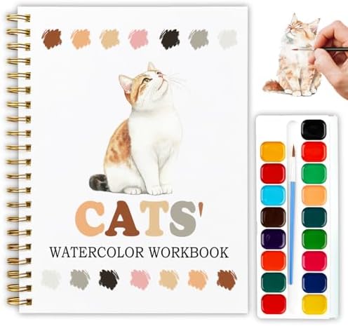 12 Cat Breed Patterns Watercolor Set, Kitten Painting Book for Beginners, DIY Art Gift for Cat Moms, Adults and Teens, Relaxing Stress Relief Watercolor Workbook, Pet Lover Activity Kit by Unknown