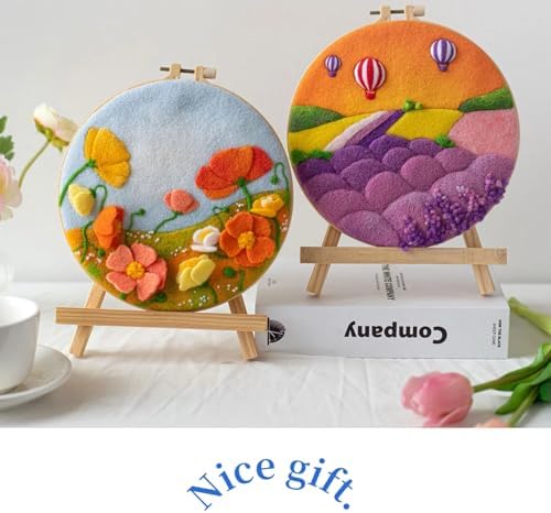 Wonafa DIY Wool Needle Felt Starter Kit, Beginner Needle Felt Kit with Wool Felt Bag, Felts Needles, Photo Frame, Foam Mat, Felts Cloth and Instructions for Home Decor, Art Crafts (K4) - Image 5