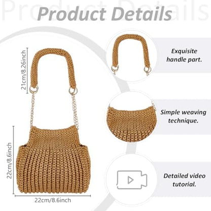 ACRNIGHEET Crochet Bag Kit for Beginners Adults Tote Bag Knitting Kit with Yarn and Hook Boho DIY Craft Kits Gift for Adults with Video Guide Tutorial Crochet Starter Kit (Khaki) - Image 3