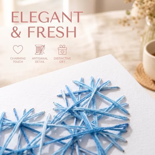 MotiveTech DIY Heart Embroidery Card Kit, Beginner Greeting Card Craft Kit, Paper Embroidery Kit for Confession, Handmade Card Kit, Heart Embroidery Thread Greeti (#4353) - Image 3