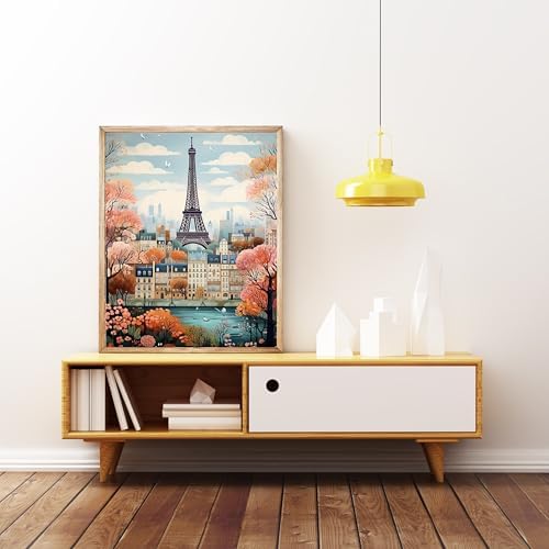 5DDIYART Paint by Numbers for Adults Beginner, Paris Eiffel Tower Paint by Number Kits on Canvas Without Framed,Paint by Easy Acrylic Painting Home Wall Decor 12x16inch - Image 2