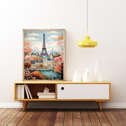 5DDIYART Paint by Numbers for Adults Beginner, Paris Eiffel Tower Paint by Number Kits on Canvas Without Framed,Paint by Easy Acrylic Painting Home Wall Decor 12x16inch - Image 2
