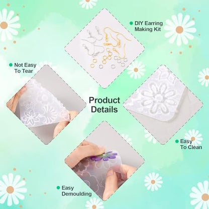 Boutigem 2Pcs Flower Pendant Silicone Molds Assorted Floral Resin Casting Molds with Earring Hooks Jump Rings for DIY Crafts Earring Keychain Necklace Jewelry Making - Image 6