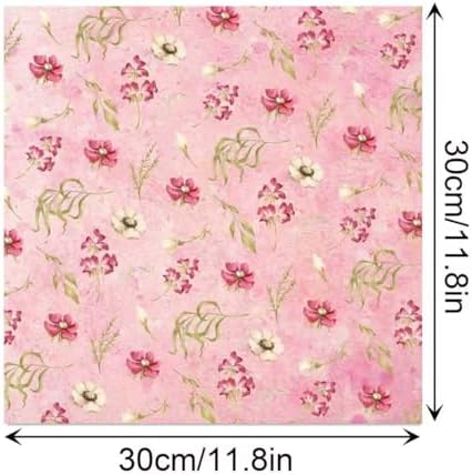 24 Sheets Pink Flower Scrapbook Paper 12'' x 12'' Vintage Floral Rose Pattern Paper Pad Floral Double-Sided Scrapbook Pad Retro Scrapbooking Pack for Card Making, Origami, DIY Background, Photo Album - Image 2