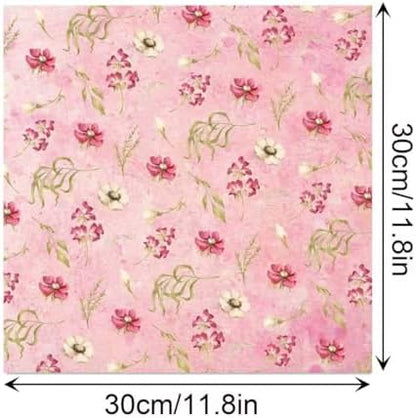 24 Sheets Pink Flower Scrapbook Paper 12'' x 12'' Vintage Floral Rose Pattern Paper Pad Floral Double-Sided Scrapbook Pad Retro Scrapbooking Pack for Card Making, Origami, DIY Background, Photo Album - Image 2