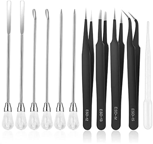 11 Pcs Resin Mold Tools Set Stirring Needle Spoon Tool Tweezers Precision Kit,Anti-Static Electronics Tweezers Set for Resin Art Crafts,Jewelry Making,DIY Silicone Epoxy Casting Resin Molds(White) by ColoryourlifewithMSDADA