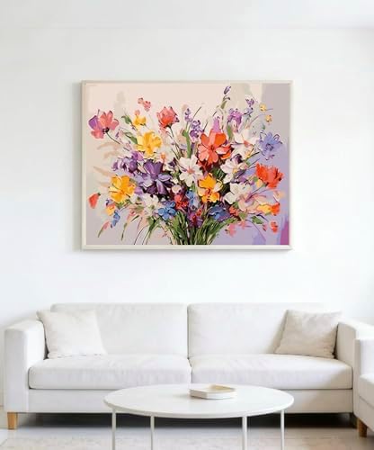 OJTOYART Colored Bouquet Paint by Numbers Kit for Adults Beginner,Adult Paintby Number Kits on Canvas, DIY Acrylic Simple Paints by Number Kits for Home Wall Decor 16 X 20 inch - Image 4