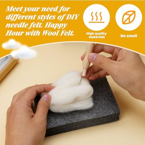 9.5 oz Wool Roving, Needle Felting Pure Wool White Needle Felt Roving - Image 6