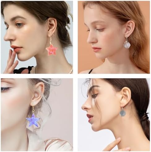 3 PCS Resin Jewelry Mold Kit with Hole Earring Silicone Mould Waterdrop Oval Pendant Molds Stars Moon Clouds Necklace Moulds for DIY Pendant Earrings Necklace Keychains Jewelry Making (3 Styles) - Image 6