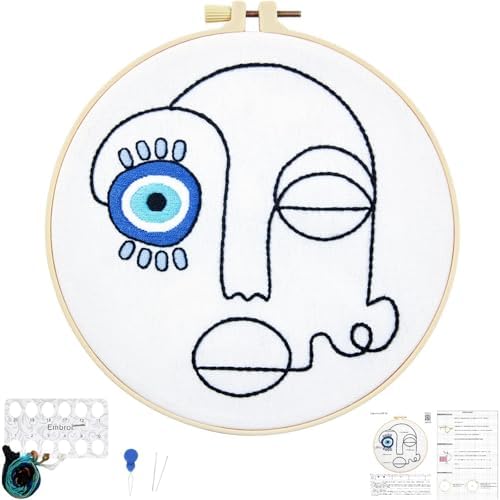 Beginner Embroidery Starter Kits, Abstract Embroidery Kits for Beginners Adults, Stamped Cross Stitch Kits for Beginners Adults Craft Kits for Women, Entire Set of Embroidery Supplies & Video Tutorial by Unknown