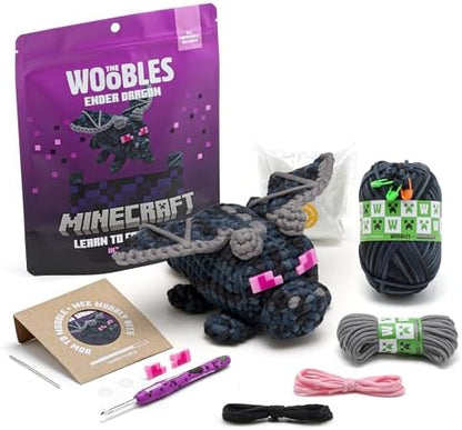 The Woobles Minecraft Crochet Kit – Beginner Crochet Kit for Adults & Kids, Easy Knitting Kit with Woobles Yarn, DIY Crafts, Crochet Animals, Minecrafts, Gift for Gamers & Crafters (Ender Dragon) by TheWoobles