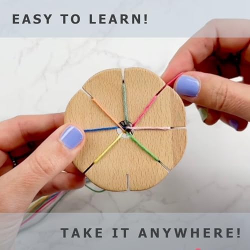 Grow Creative Kumi Wheel, Kumihimo Braided Bracelet Making Kit, Natural Materials - Wooden Disk, Cotton Embroidery Threads, Loom Jewelry Making Arts and Crafts Kit - Image 4