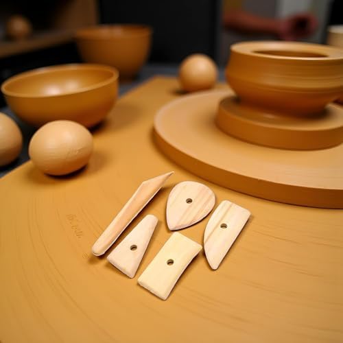 5 Pcs Pottery Clay Sculpting Tools Set,Wooden Pottery Clay Ribs Ceramic Potter Rib Ceramic Clay Sculpting Scrapers Tools Pottery Shaping Trimming Tools Ceramic Pottery Tools - Image 3