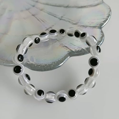 200pcs Sphere Round Evil Eye Beads Handmade Resin Lampwork Beads 8mm Charms Spacer Bead with Elastic Rope for Bracelets Necklace Jewelry Craft Making (Sphere Round-Black) - Image 6
