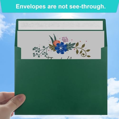 70 Packs of Invitation Envelopes, A2 Dark Green Postcard Envelopes for 4.5x5.5 Cards for Invitations, Self Seal for Photos RSVP, Greeting Cards - Image 4