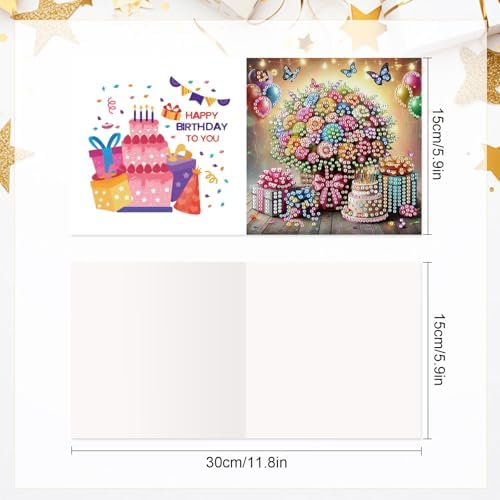 Tontut 6 Pieces Diamond Art Painted Greeting Cards, Flower Basket Gift Butterfly 5D DIY Special Shape Diamond Card Creative Gifts, Christmas Thanksgiving Greeting Card Congratulation - Image 2