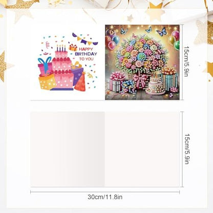 Tontut 6 Pieces Diamond Art Painted Greeting Cards, Flower Basket Gift Butterfly 5D DIY Special Shape Diamond Card Creative Gifts, Christmas Thanksgiving Greeting Card Congratulation - Image 2