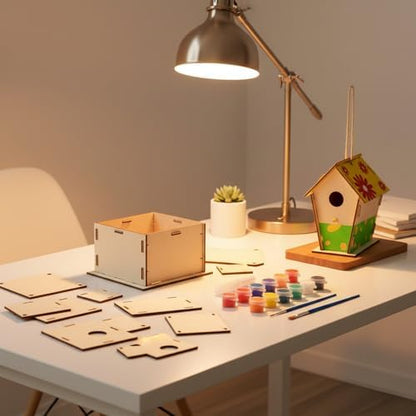 DIY Natural Wood Craft Kit - Pre-Cut Paintable Assembly Set for Home Decor, Yellow - Image 2
