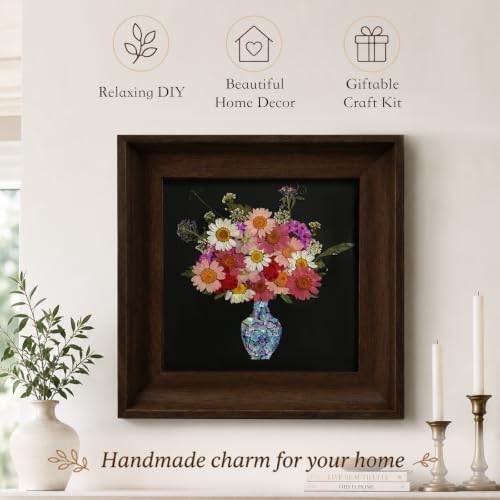 Framed Dried Flower DIY Craft Kit with Mother of Pearl Inlay, Pressed Flower Art Kit with Wooden Frame, Handmade Floral Wall Decor & Gift for Adults and Beginners - Image 3