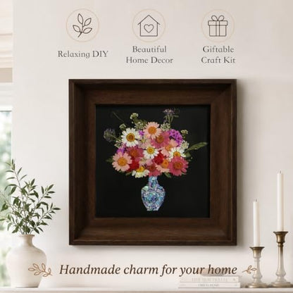 Framed Dried Flower DIY Craft Kit with Mother of Pearl Inlay, Pressed Flower Art Kit with Wooden Frame, Handmade Floral Wall Decor & Gift for Adults and Beginners - Image 3
