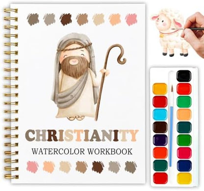 Christianity Watercolor Workbook, 12 Christian Faith-Themed Patterns for Beginners, Relaxing Bible Art Painting Workbook for Teenagers and Adults, Religious DIY Gift for Her (Jesus) by Unknown