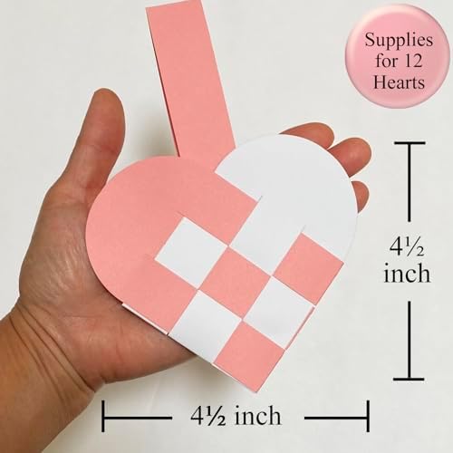12 DIY Danish Heart Baskets. Precut and Ready to Use, No Tools Needed. Traditional Weaving Paper Craft to Make Julehjerter. Great Home Classroom Decorations (Pink/White Kit) - Image 2