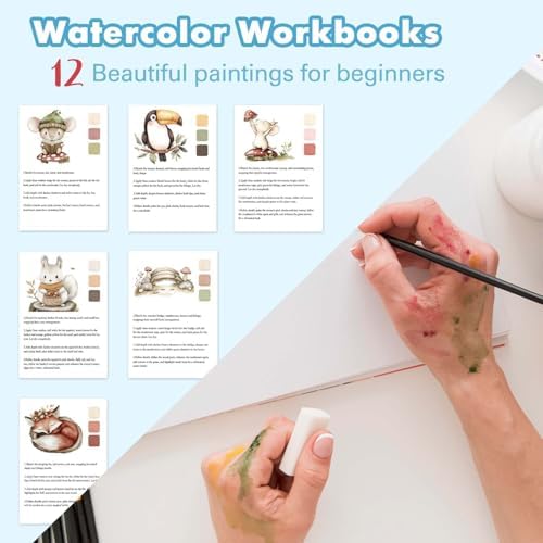 Animal Watercolor Workbook,Water Coloring Book with Designs on Premium Paper,12 Beginner Friendly Sketched Illustrations,Perfect for Gifting to Spark Creativity & Joy for Adults - Image 4