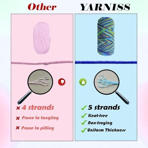 Yarniss 24 Color Crochet Yarn Kit, 1312yds Worsted Acrylic with 4mm Hook - Image 6