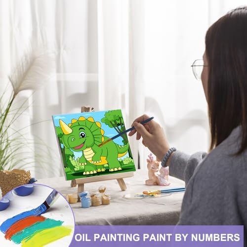 MVVMTOP 4 Pack Paint by Numbers Kit for Adults Beginner with Wooden Frame, Easy DIY Dragon Acrylic on Canvas Paint Painting Kits, for Home Wall Decoration Arts Crafts 7.8x7.8inch - Image 7