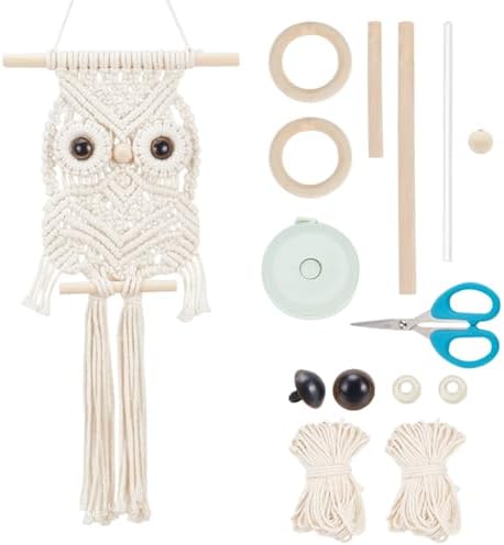 BEUNITONE Leisure Arts Macrame Kit for Beginners Owl Macrame Kit DIY Macrame Kit with Instructions Video Macrame Wall Hanging Supplies Dream Catcher Kit for Room Wall Decoration Easy to Install by BEUNITONE
