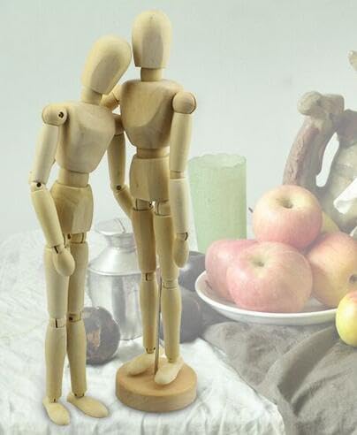 ZXZCTTC 2Pack 12 Inches Tall Wooden Mannequins of Men and Women Artist Mannequins with Stand Ornaments - Great for Painting or Tabletop Decoration