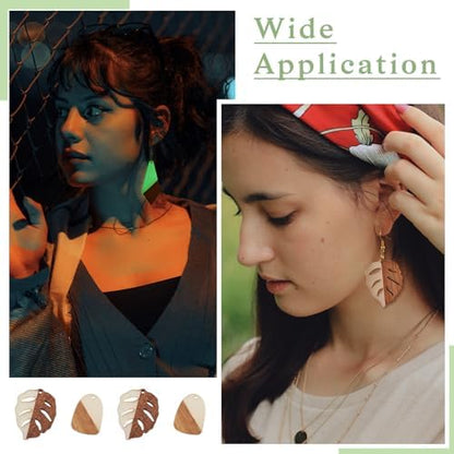 FASHEWELRY Glow in The Dark Resin Wood Earrings Charms Geometry Luminous Wooden Earring Blanks Glow Light Teardrop Wooden Earring Findings for Jewelry Making, 98Pcs - Image 4