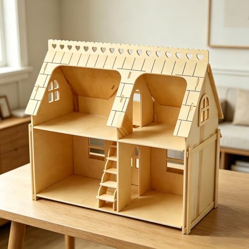 3D Puzzle House Wooden Model Kit DIY Miniature Dollhouse by ZKEIZU