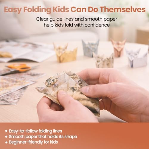 Paper Cats Origami Kit for Adults – Origami Cats, Dogs & Dinosaurs with 135 Sheets + 60 Cat Stickers | Japanese Paper Craft Set | Mindful Creative hobby & Gift for Cat Lovers, Beginners and Hobbyists - Image 5