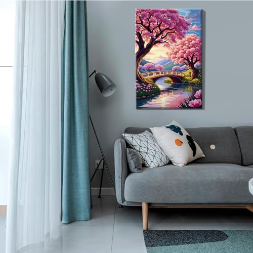 JOOZ 5D Landscape Paint by Numbers Kit for Adults with Frame, 8x12 Inch - Image 5