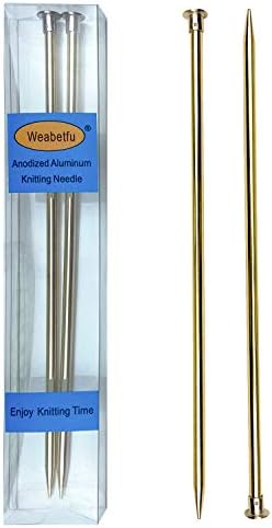 Weabetfu Aluminum Metal Knitting Needle,Colored Straight Single Pointed,10-inch Length for Handmade DIY Knitting,Size US 8(5.0mm) by Weabetfu