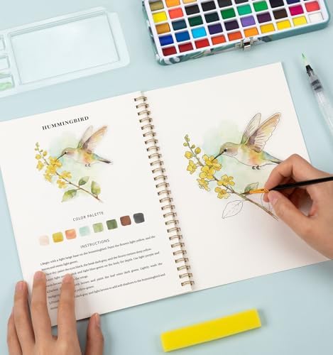 Watercolor Workbook with 12 Animal Patterns, 50 Colors Watercolor Paint Set - Image 7