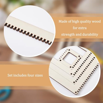 BENECREAT 4 Sizes Wooden Weaving Loom Kit, 2/4/5.9/7.8 inch Square DIY Weaving Loom DIY Weaving Art Tapestry Loom for Hanging Decor Woven Tapestry Knitted Crafts Making, 4.5mm Thick - Image 4