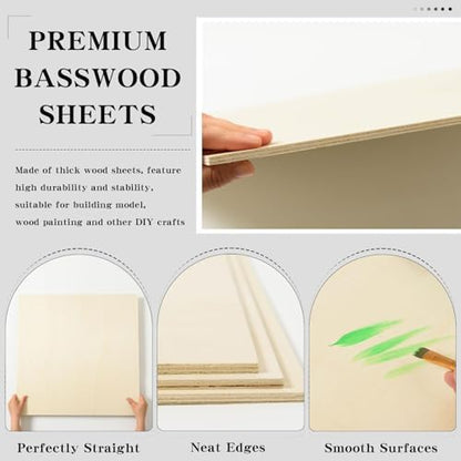 6 Pack 16 x 16 x 1/4 Inch-6mm Thick Basswood Sheets for Crafts Unfinished Plywood Sheets Boards Square Crafts Wood Sheets for DIY Laser Projects, Wood Burning, Engraving, Staining, Architectural Model - Image 3