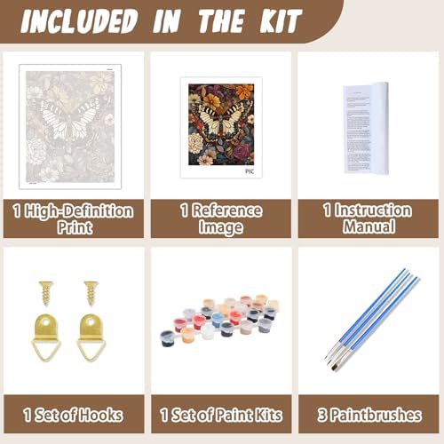 XTCIXAL Paint by Numbers Kit for Adults, Butterfly, 16X20 Inch - Image 5