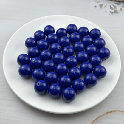 40pcs Acrylic Round Beads for Crafts 20mm Resin Candy Color Spacer Beads with Hole for Jewelry Making Sewing Crafts Decoration Necklaces Bracelets Earrings Supplies(Dark Sapphire Blue) - Image 2