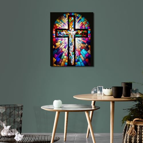 TUMOVO DIY Framed Paint by Numbers for Adults Beginner Jesus Cross Paint by Number Kits on Canvas Christian Acrylic Oil Hand Painting with Brushes Art Crafts for Home 16"x20" - Image 2