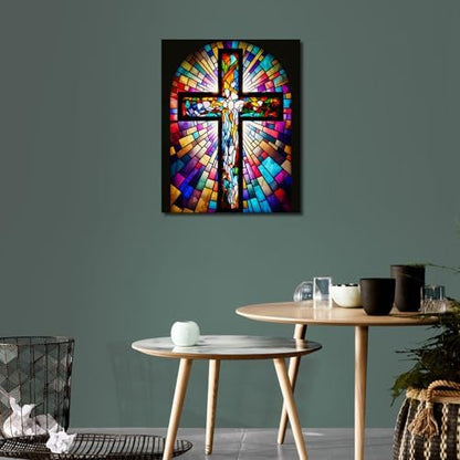 TUMOVO DIY Framed Paint by Numbers for Adults Beginner Jesus Cross Paint by Number Kits on Canvas Christian Acrylic Oil Hand Painting with Brushes Art Crafts for Home 16"x20" - Image 2