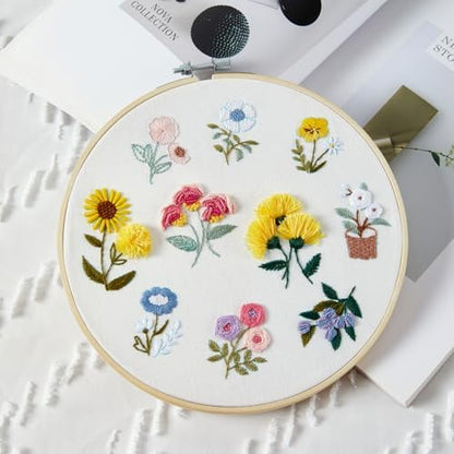 Embroidery Kit for Beginners Adults, Cute Flowers Embroidery Starter Kits, Floral Stamped Cross Stitch Kits for Beginner Adults Craft Kits for Women, Entire Set of Embroidery Supplies & Video Tutorial - Image 7