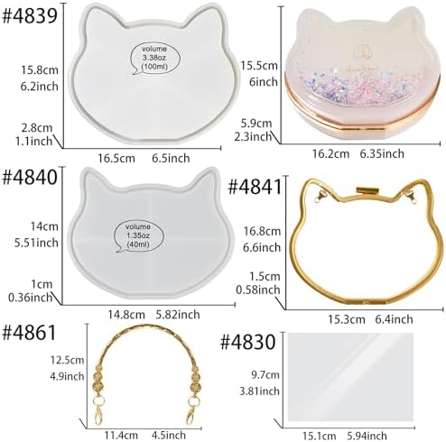 FUNSHOWCASE Resin Shaker Mould Clutch Purse Complete Kits of 9 Large Rectangle Bag DIY Accessories - Image 3