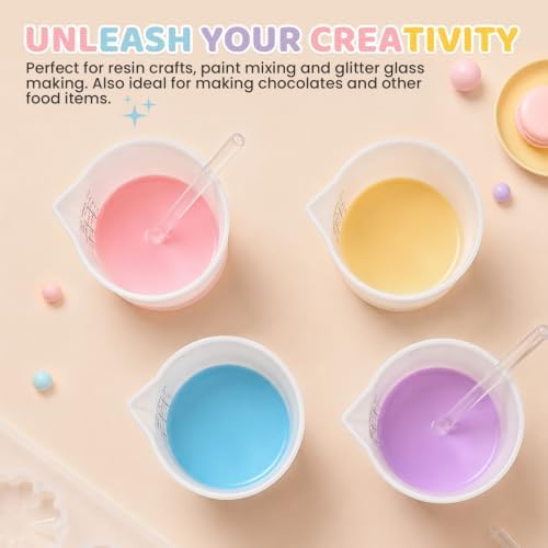 4Pcs Silicone Resin Mixing Measuring Cups 250ml / 8oz for Resin Supplies, Easy-to-Read Black Marks, Non-Stick Reusable Silicone Pouring Cups for Epoxy Mixing - Image 6