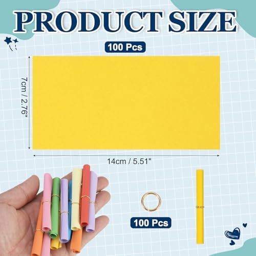 MECCANIXITY 100Pcs Message Paper Scrolls 7x14cm Lucky Wishing Yellow - Image 2